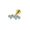 Labret Piercing - Labret Stérile Interne Pvd Gold 30 - Piercing avec pas de vis interne motif rectangle/rond strass - 2 coloris 