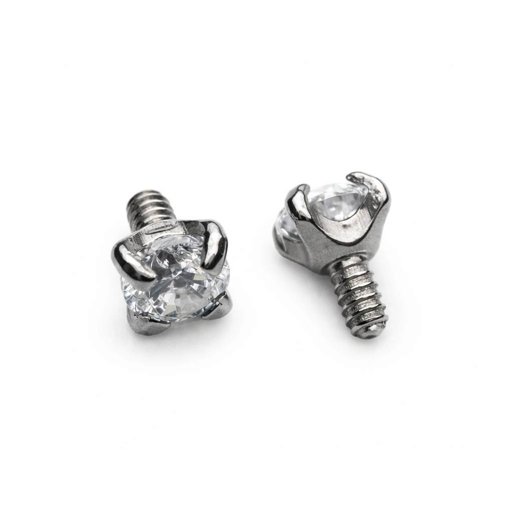 Piercing Embout - Titane F136 Gamme Hand Ink - Embout 09 avec pas de vis interne strass griffé*