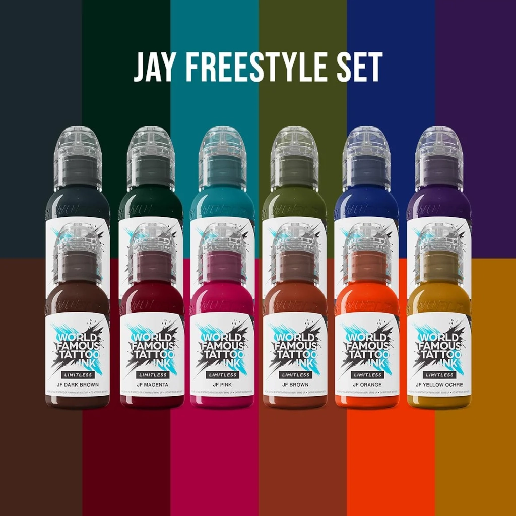 Set Encre Tattoo - World Famous Ink Limitless Set Jay Freestyle - Mélange pour le tatouage encre reach 12 x 30 ml*