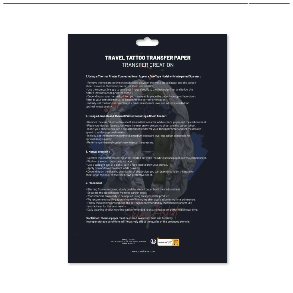 Transfert Tattoo - Travel Tattoo - Liasse de papier pour thermocopieur liasse de transfert