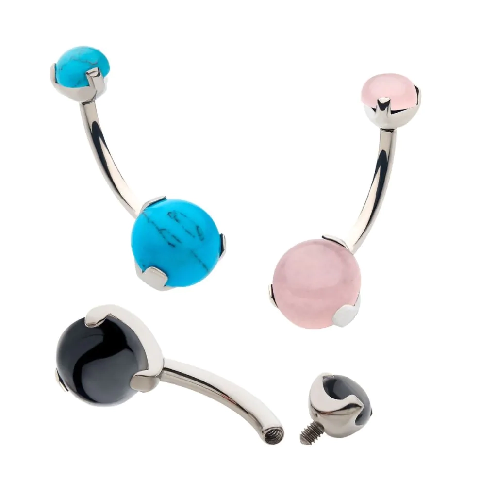 Piercing Banane - Titane F136 Gamme Invictus - Banane avec pas de vis interne pierre sertie 1,6 x 11.2 mm* 