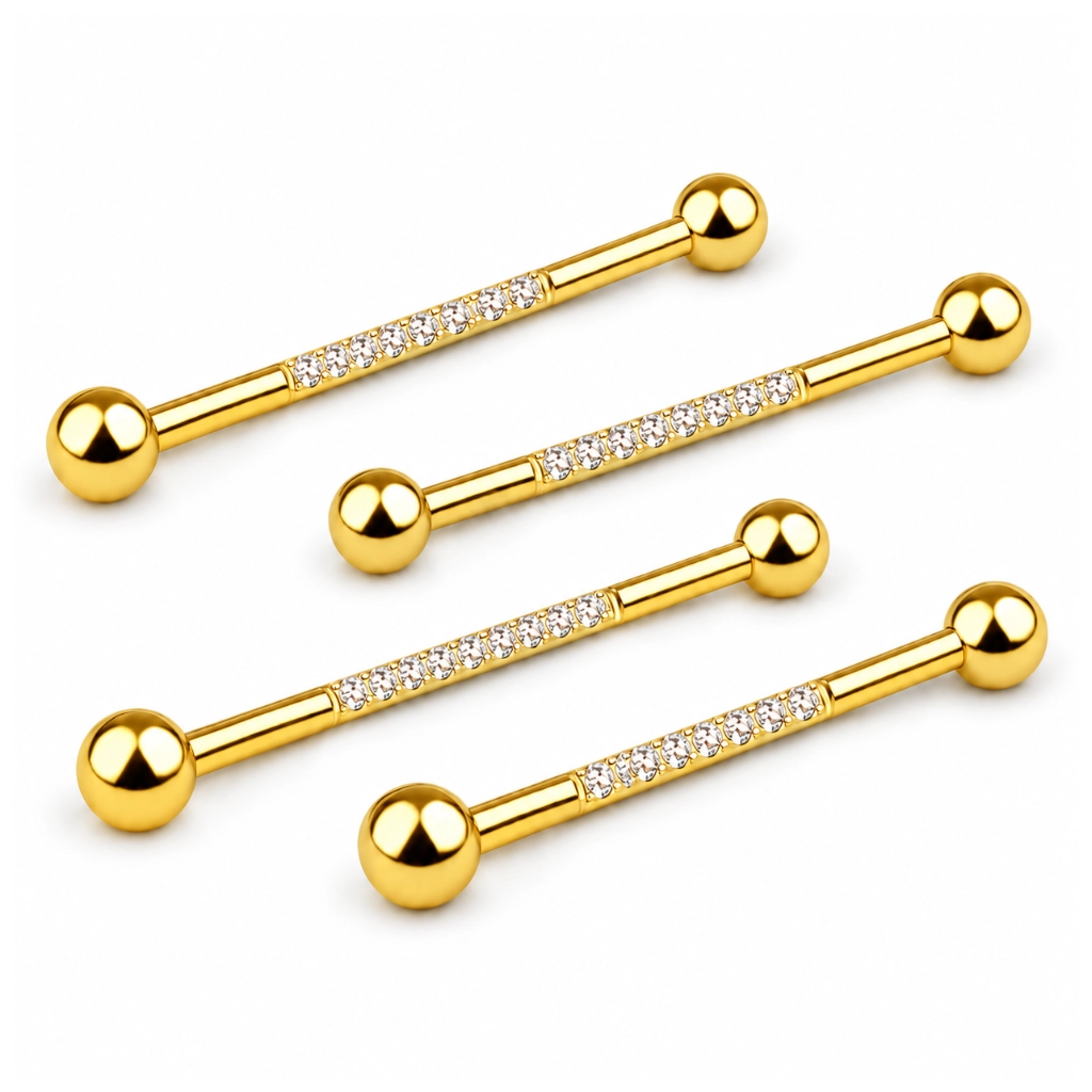 Piercing Barbell Titane ASTM F136 Premium – Filetage Interne Stérile & Billes Sertie 10 Strass*
