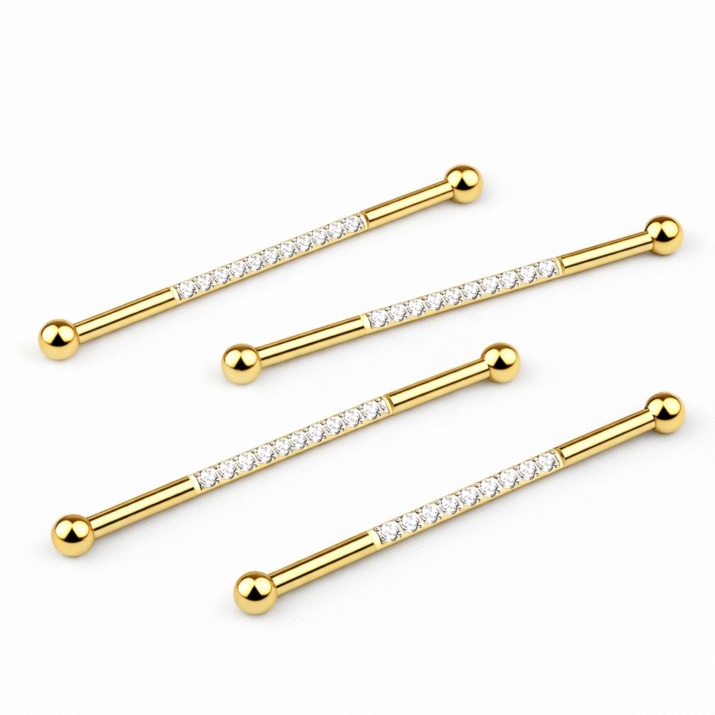 Piercing Barbell Titane ASTM F136 Premium – Filetage Interne Stérile & Billes Sertie 10 Strass*