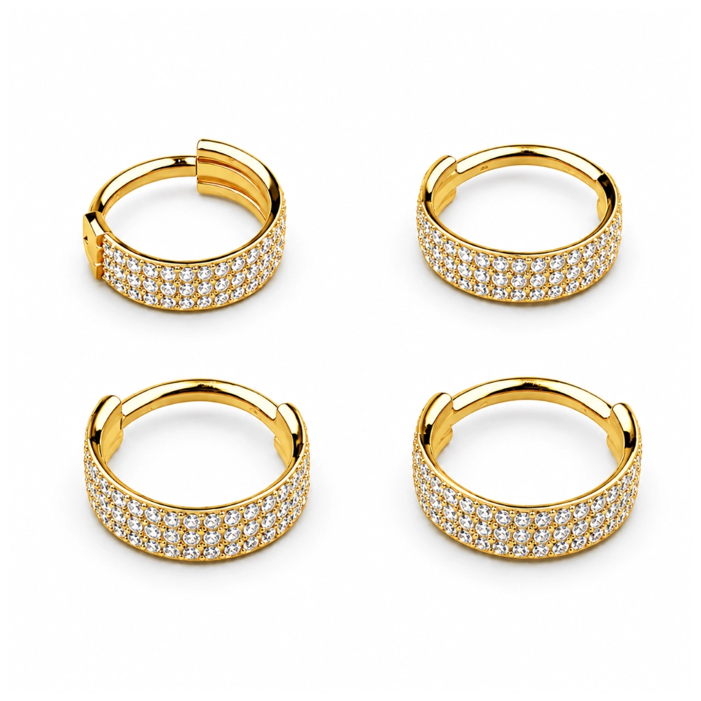 Piercing Anneau Titane ASTM F136 Premium – Clicker 42 Stérile avec Fermeture à Charnière Sertie Strass Qualité Implant*