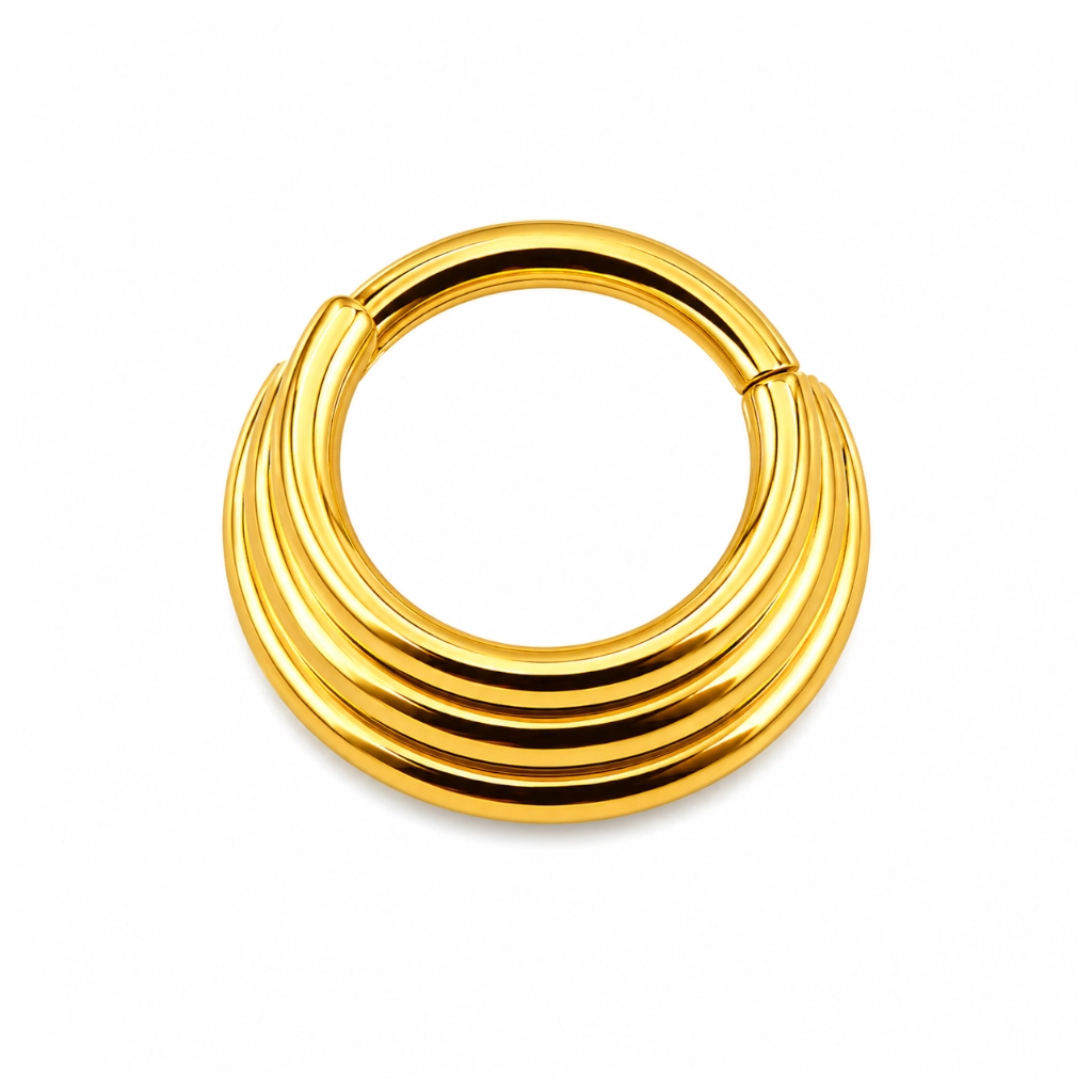 Piercing Anneau Titane ASTM F136 – Clicker 367 Stérile avec Fermeture à Charnière Triple Cerceaux*