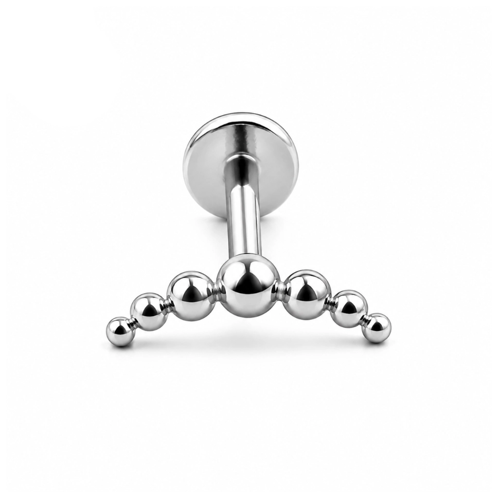 Piercing Labret Titane ASTM F136 – Labret 474 Filetage Interne Stérile & Embout Arc de Bille 1,2 x 8 mm*