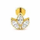 Piercing Labret Titane ASTM F136 – Labret 879 Filetage Interne Stérile & Embout Marquise 3 Strass 1,2 x 8 mm*