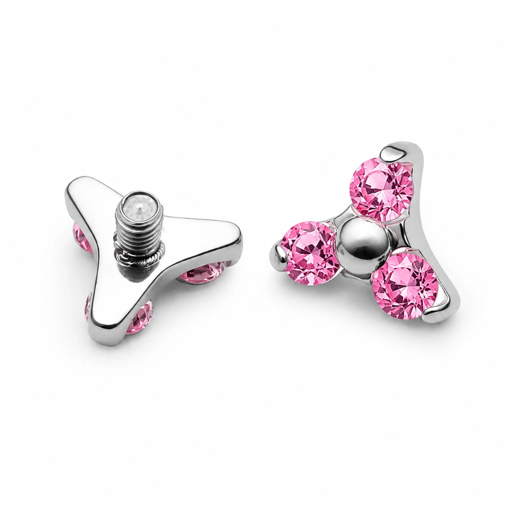 Piercing Embout Titane ASTM F136 Premium – Embout 13 Filetage Interne & 3 Strass Trinité Couleur largeur 5 mm*