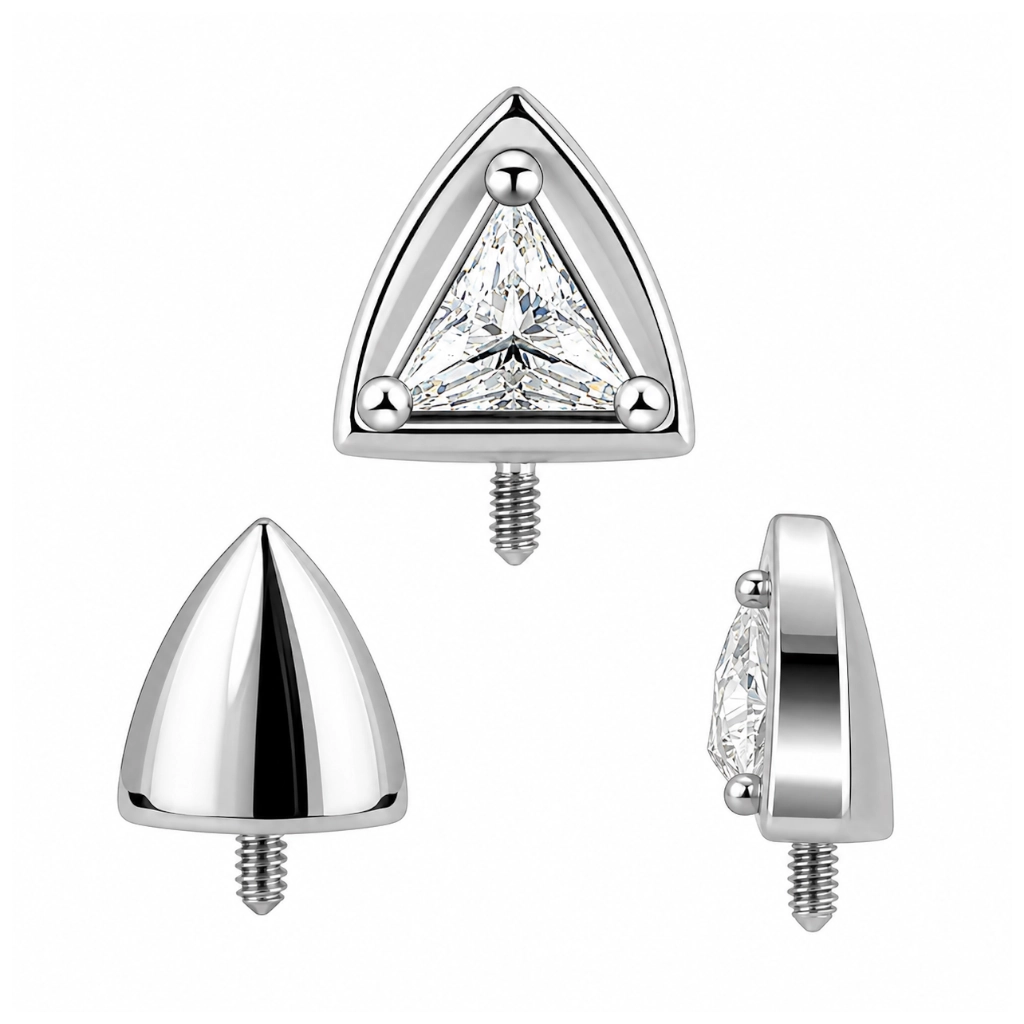 Labret Titane Grade Implant 0.9 mm Filetage Interne avec Embout Triangle Strass*