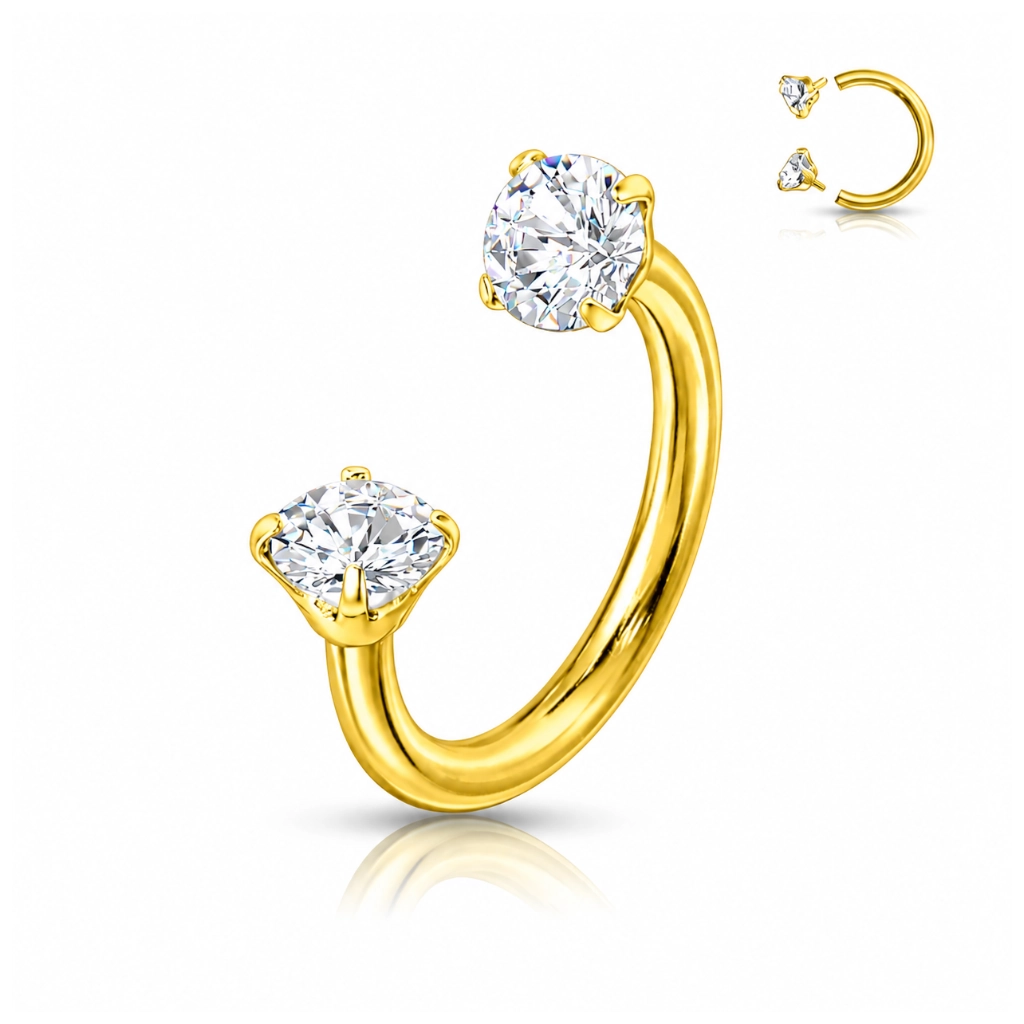 Piercing Fer à Cheval Titane ASTM F136 Premium – Barbell Circular Filetage Interne Gold & Embout Strass*