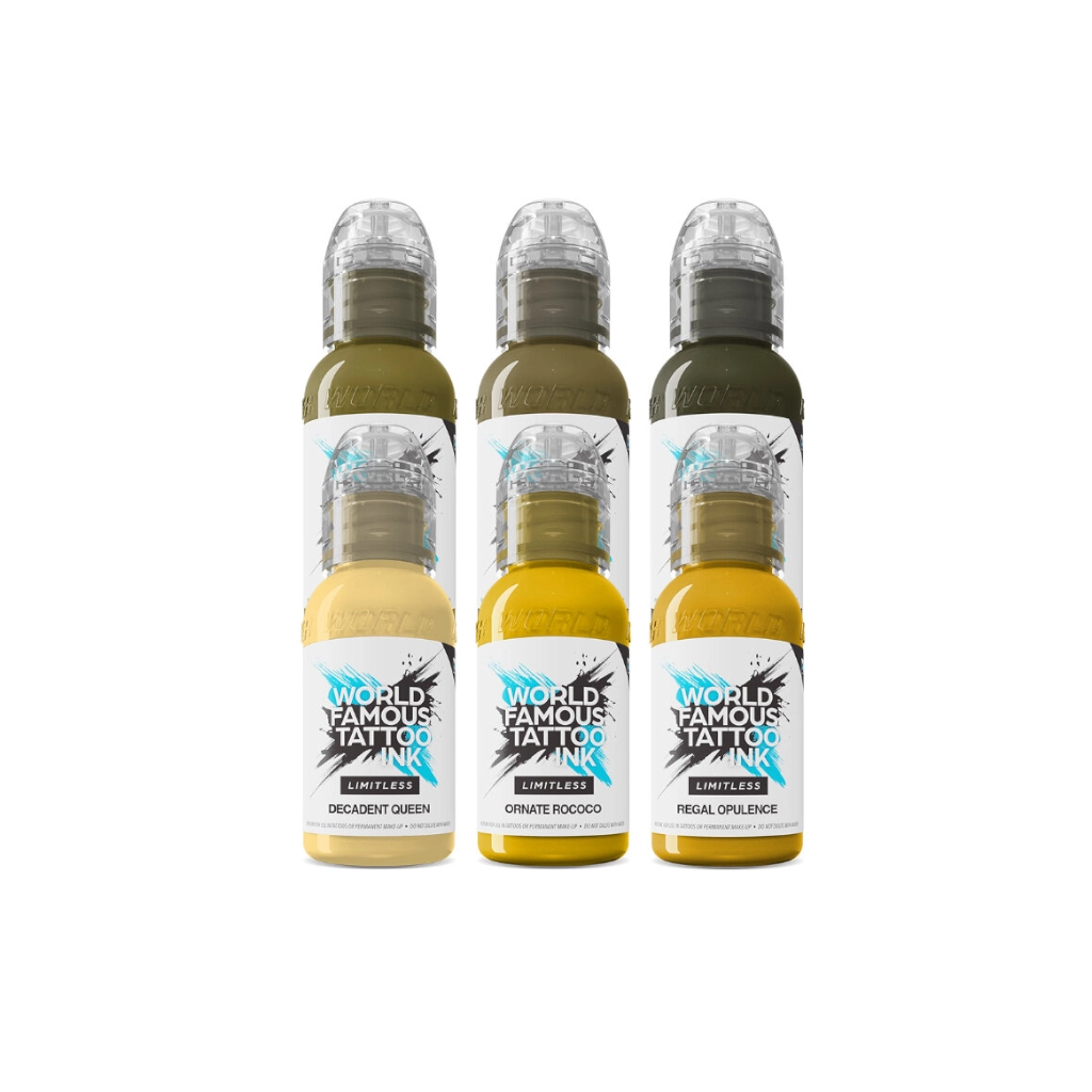 Set Encre Tattoo - World Famous Ink Limitless Set Jenna Kerr Baroque - Melange pour le tatouage REACH 6 x 30 ml