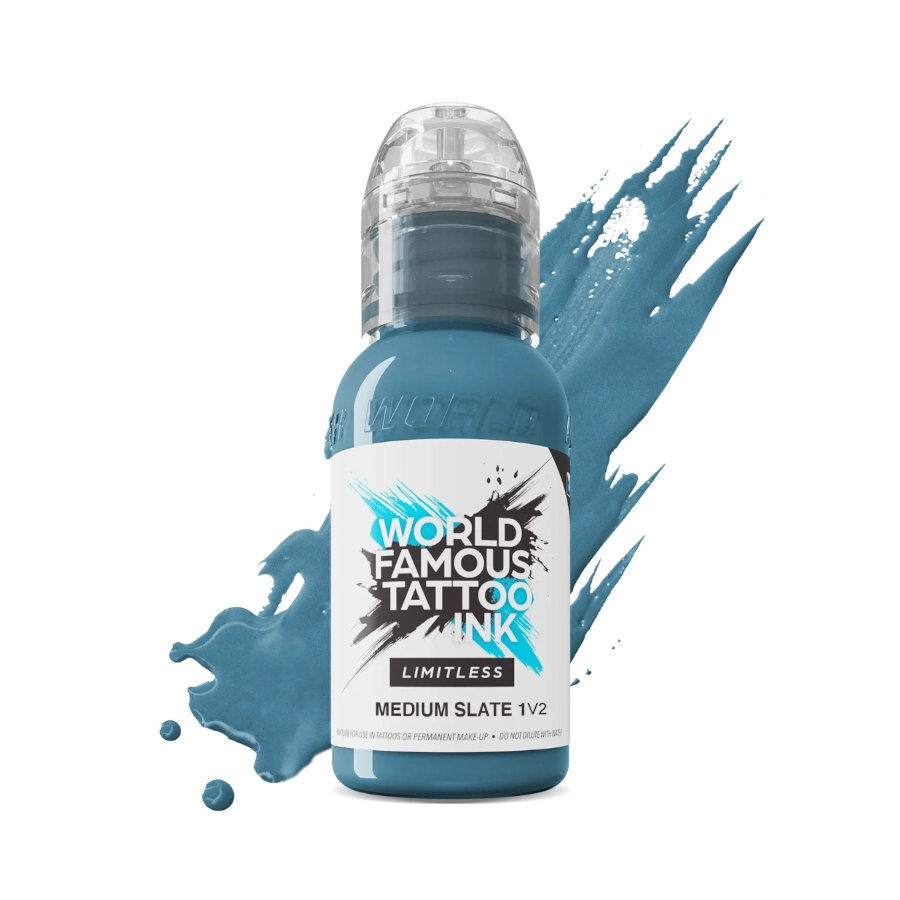 Encre Tattoo Bleue - World Famous Ink Limitless Medium Slate 1 V2 - Mélange pour le tatouage reach 30 ml*