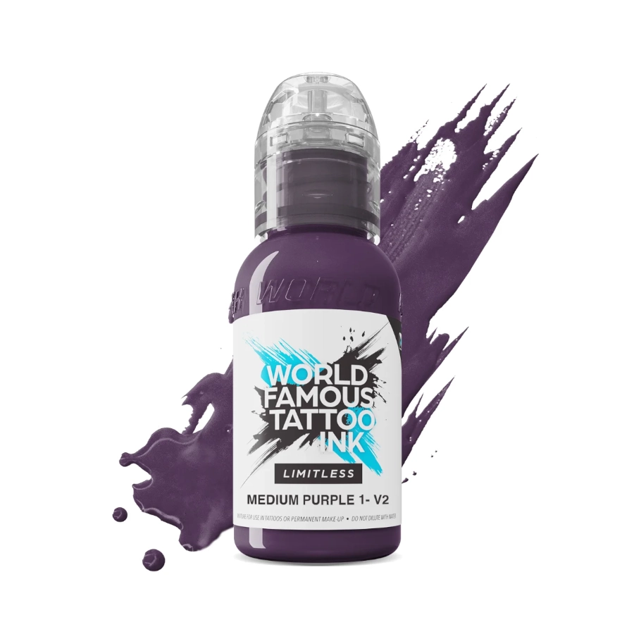 Encre Tattoo Violette - World Famous Ink Limitless Medium Purple 1 V2 - Mélange pour le tatouage encre reach 30 ml*
