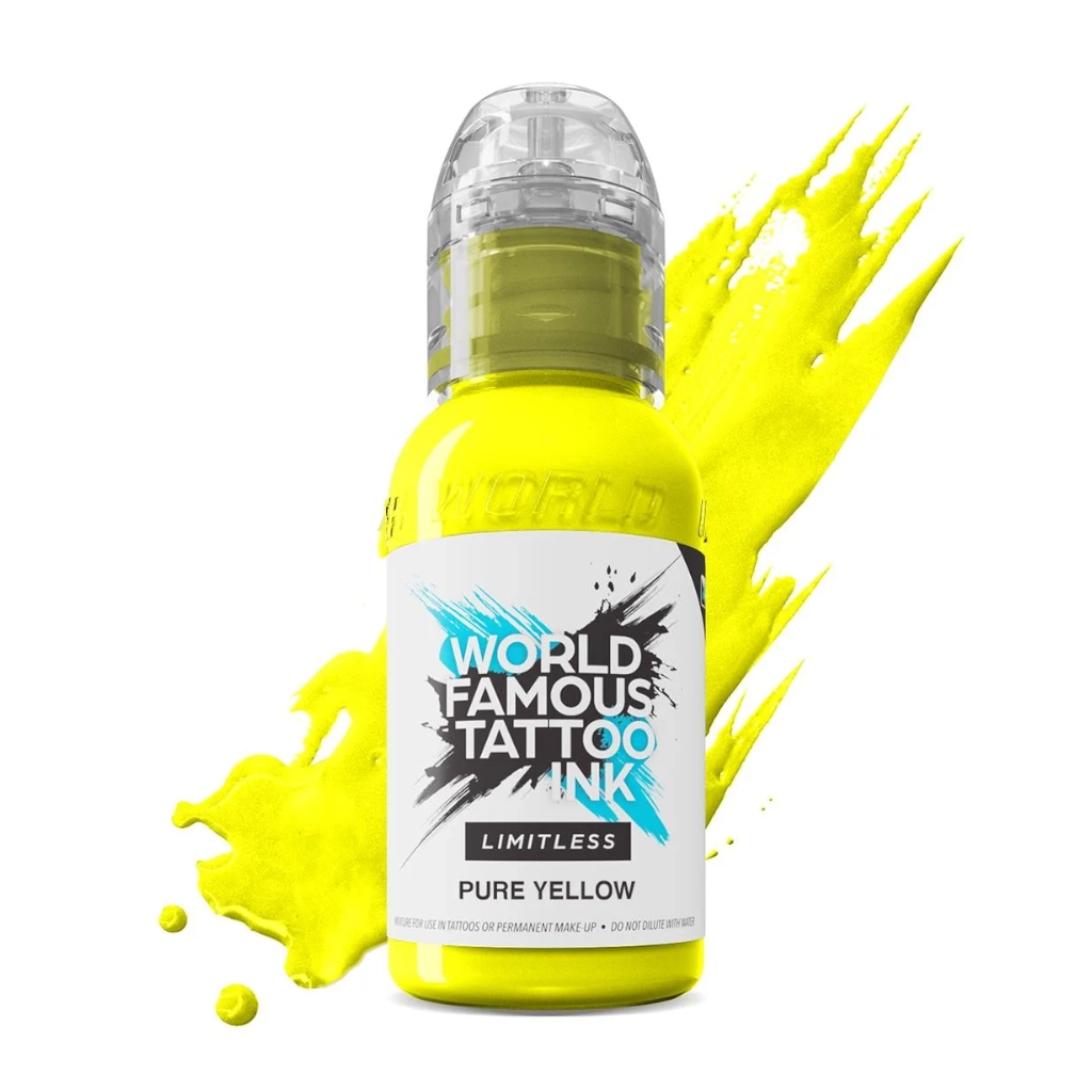Encre de Tatouage Jaune World Famous Pure Yellow – Conforme REACH – Pigment Professionnel Haute Intensité*