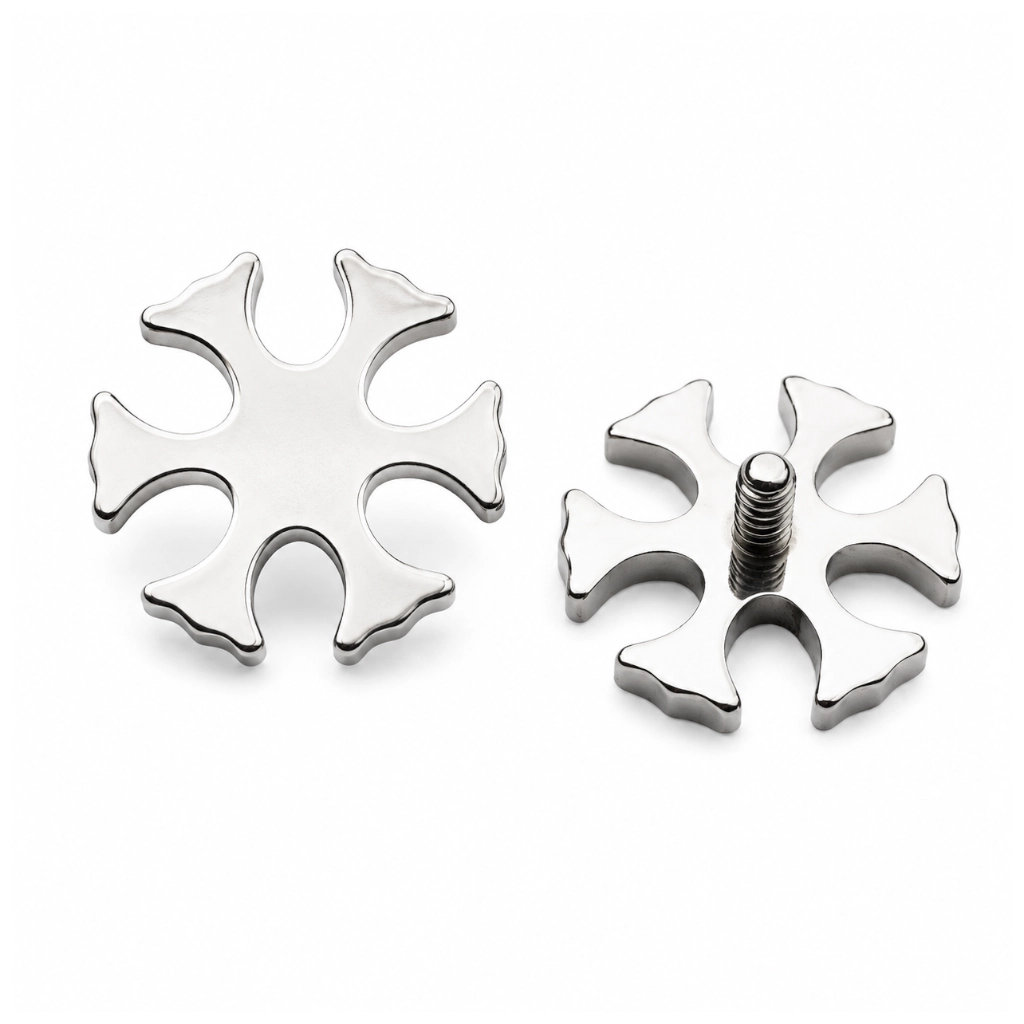 Piercing Embout Titane ASTM F136 Premium Flocon 6 mm – Pas de vis interne 0,9 mm pour Piercing 1,2 mm*