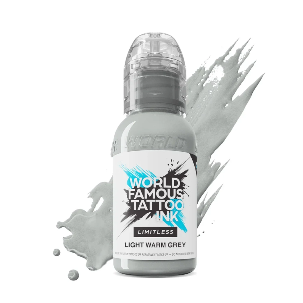 Encre Tattoo Gris - World Famous Ink Limitless Light Warm Grey - Mélange pour le tatouage REACH 30 ml du set shades of grey