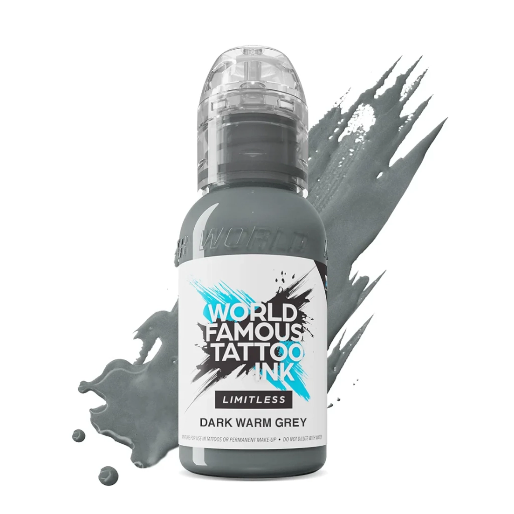 Encre Tattoo Gris - World Famous Ink Limitless Dark Warm Grey - Mélange pour le tatouage REACH 30 ml du set shades of grey