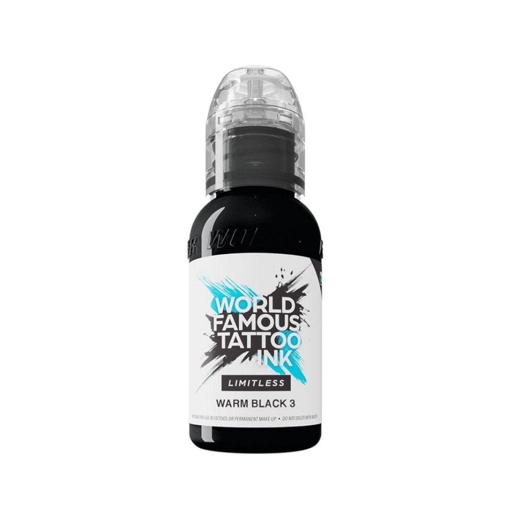 Encre Tatouage Noir- World Famous Ink Warm Black 3 - Melange pour le tatouage REACH 30ml du set shades of grey