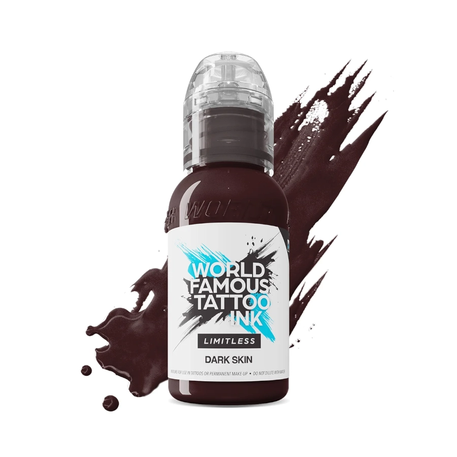 Encre de Tatouage Marron World Famous Dark Skin – Conforme REACH – Pigment Professionnel Haute Intensité* 