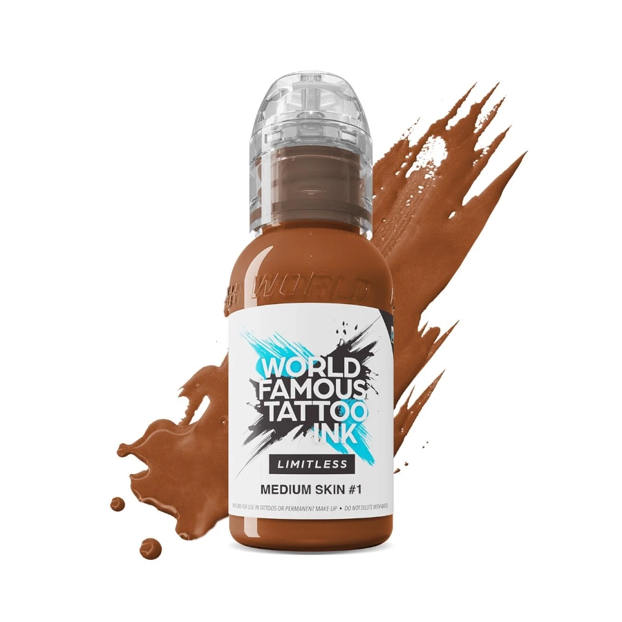 Encre de Tatouage Marron World Famous Medium Skin 1 – Conforme REACH – Pigment Professionnel Haute Intensité* 