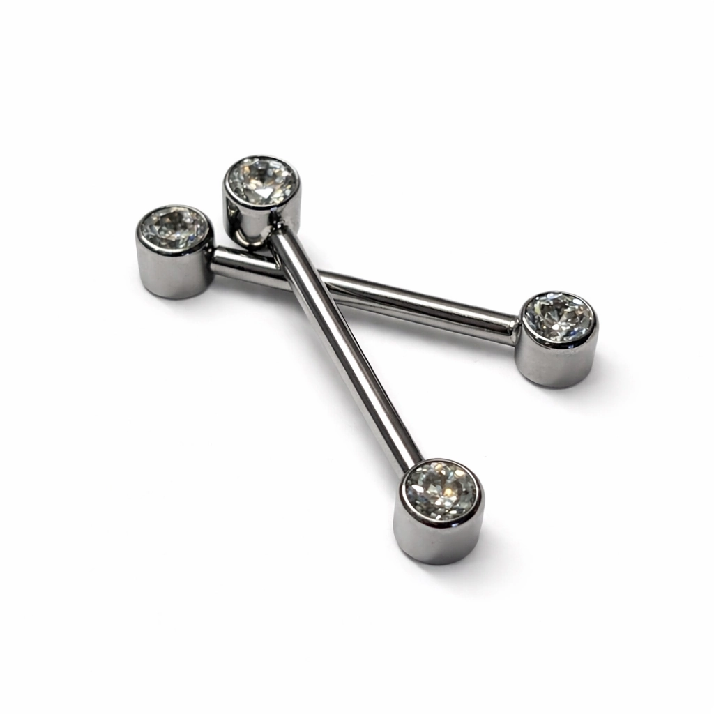 Piercing Barbell Titane ASTM F136 Premium – Barbell 105 Filetage Interne & Embout Strass 4 mm*
