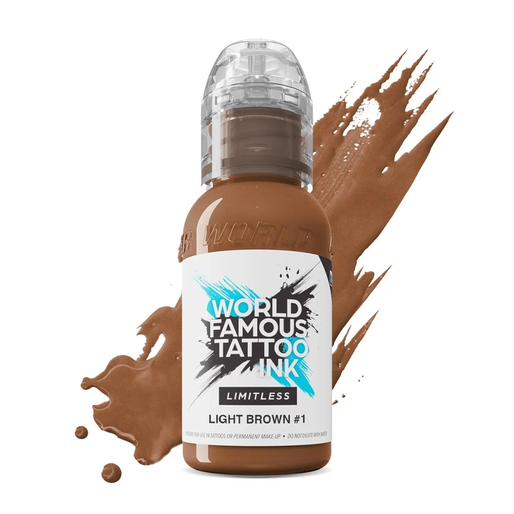 Encre de Tatouage Marron World Famous Light Brown 1 – Conforme REACH – Pigment Professionnel Haute Intensité* 