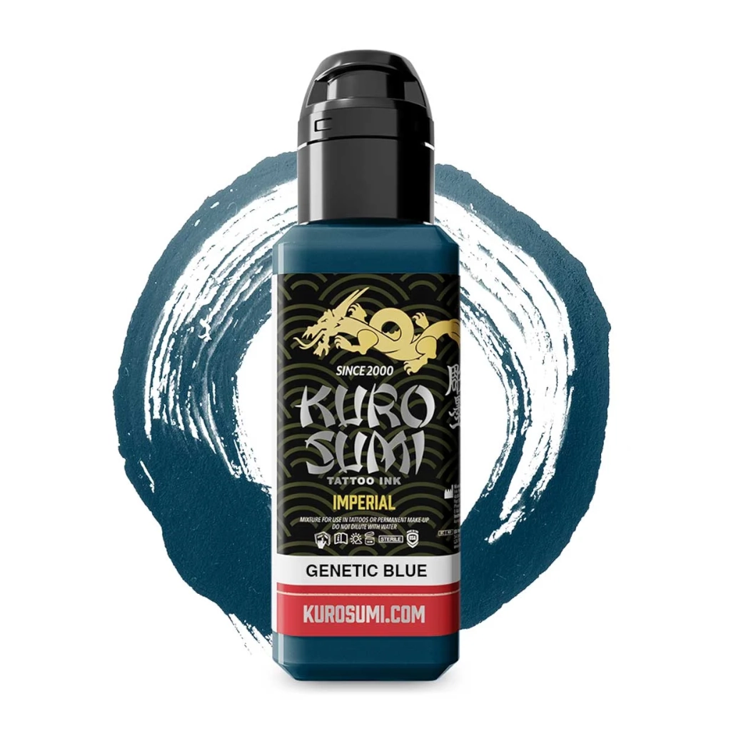 Encre de Tatouage Bleue Kuro Sumi Imperial Genetic Blue – Conforme REACH – Pigment Professionnel Haute Intensité*