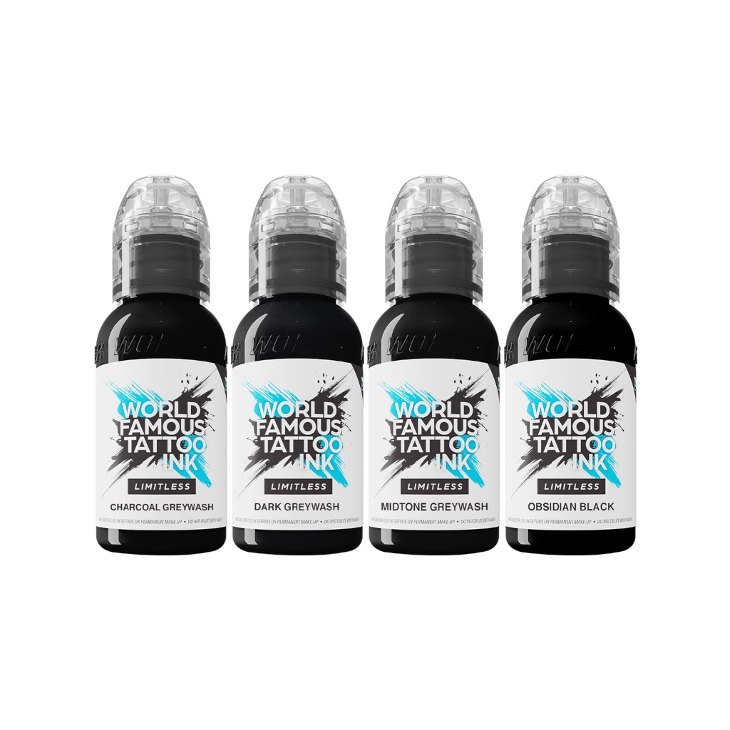 Encre Tattoo Set - World Famous Ink Limitless Lining and Shading - Mélange pour le tatouage encre reach 4 x 30 ml