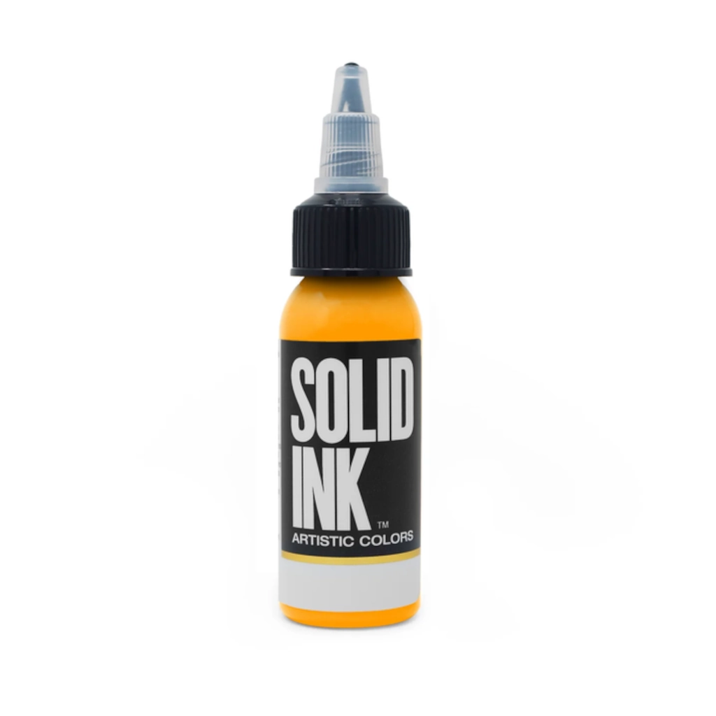 Encre Entrainement Tattoo Jaune - Solid Ink El Dorado - Encre artistique pour l'entrainement au tatouage NON REACH 30 ml