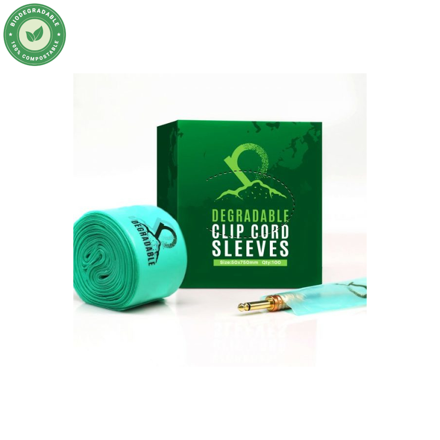 Protection Tattoo - Degradable Clip Cord Sleeves - Boîte de 100 protections pour clip cord 5 x 75 cm biodégradable
