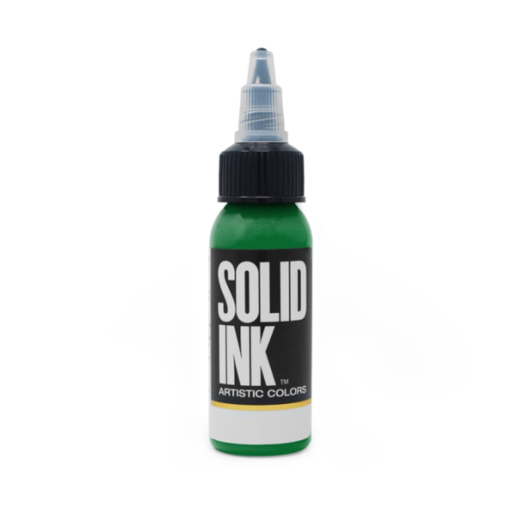 Encre Entrainement Tattoo Verte - Solid Ink Medium Green - Encre artistique pour l'entrainement au tatouage NON REACH 30 ml