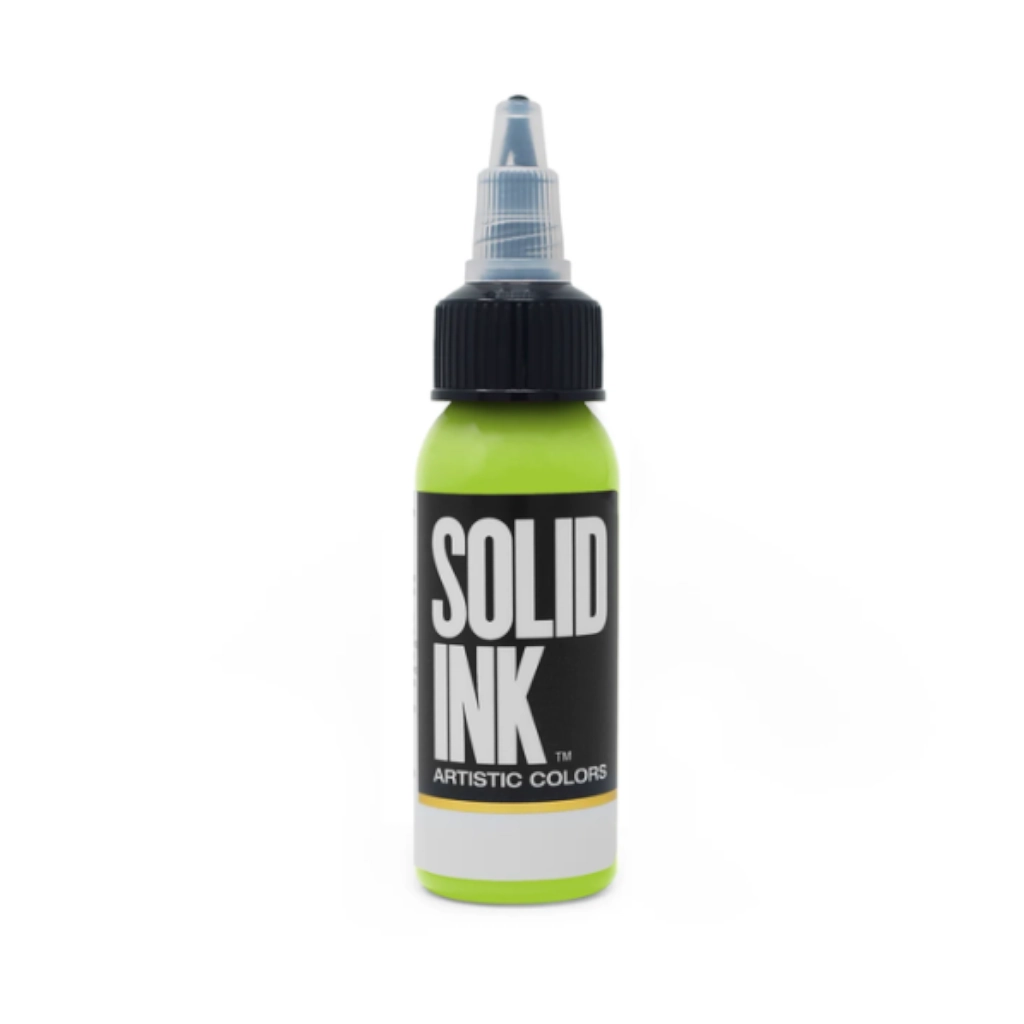 Encre Entrainement Tattoo Verte - Solid Ink Lime - Encre artistique pour l'entrainement au tatouage NON REACH 30 ml