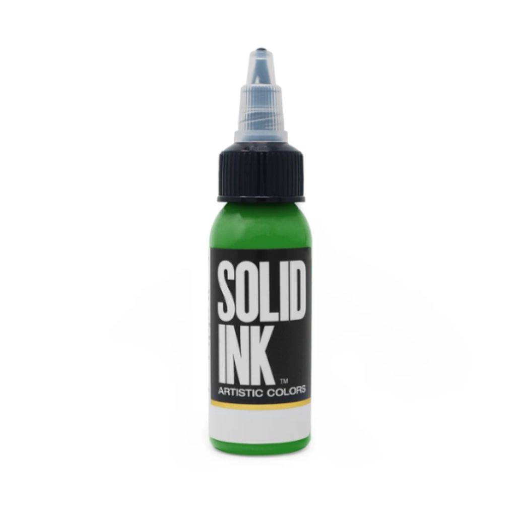 Encre Entrainement Tattoo Verte - Solid Ink Light Green - Encre artistique pour l'entrainement au tatouage NON REACH 30 ml