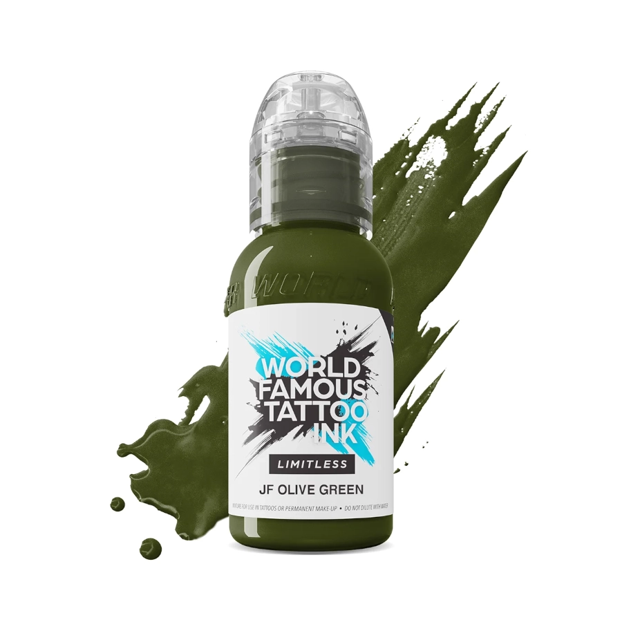 Encre de Tatouage Verte World Famous Olive Green – Conforme REACH – Pigment Professionnel Haute Intensité* 