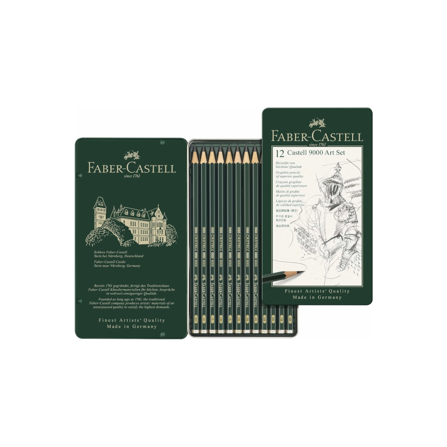 Crayon Papier Tattoo - Boîte castell 9000 design de 12 crayons graphite faber castell pour le dessin de tatouage