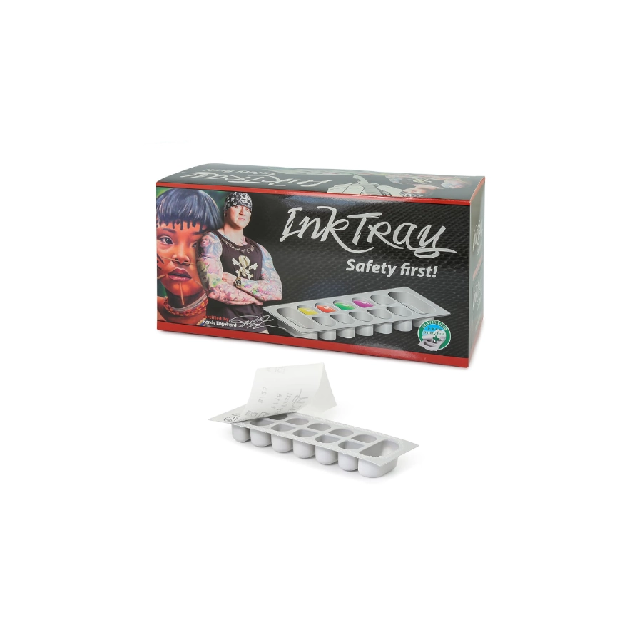 Caps Steriles Tattoo - InkTray safety first cups 70 plateaux de 12 godets pour encre