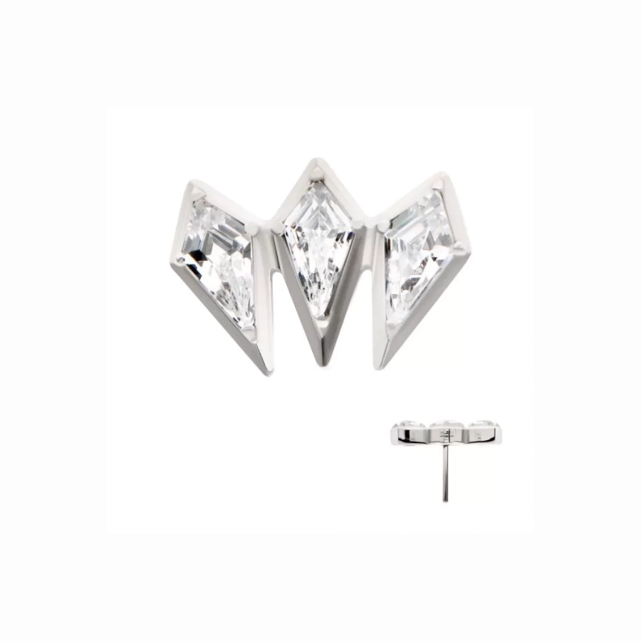 Piercing Embout - Titane F136 Gamme Invictus - Embout 11 sans filetage threadless cerf volant strass