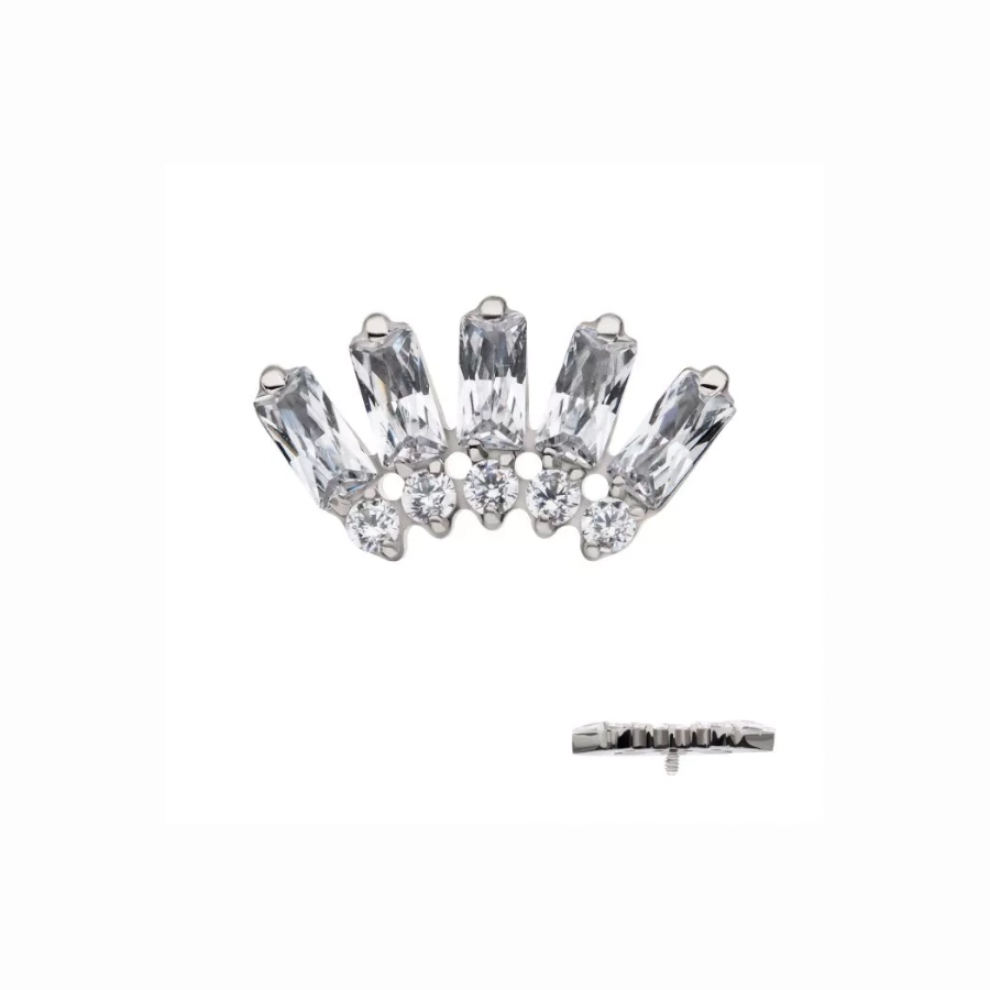Piercing Embout - Titane F136 Gamme Invictus - Embout 27 avec pas de vis interne 0,9 mm pour piercing 1,2 mm cluster 5 baguettes strass*