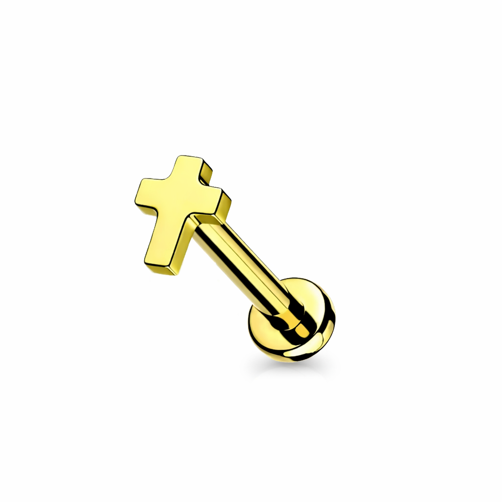 Piercing Labret - Titane F136 Stérile Gold - Labret 71 avec pas de vis interne croix 1,2 x 8 mm* 
