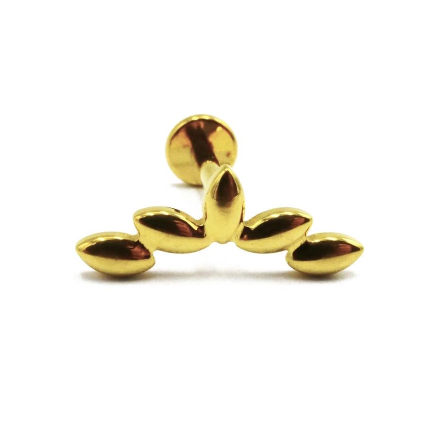 Piercing Labret - Titane F136 Interne Stérile Gold Gamme Itc - Labret avec pas de vis interne arc d'amande 1,2 x 8 mm*