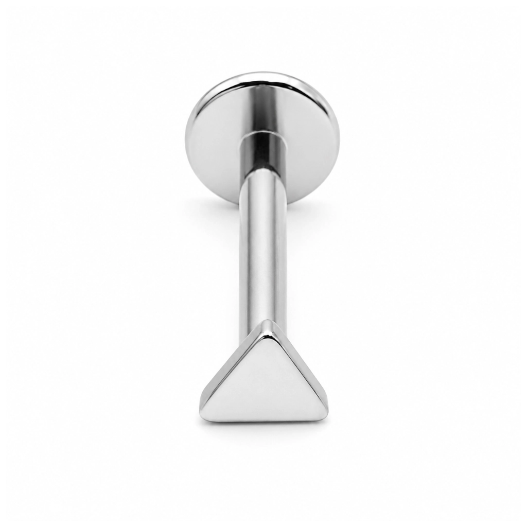 Piercing Labret Titane ASTM F136 – Labret 69 Filetage Interne Stérile & Embout Triangle 1,2 x 8 mm*