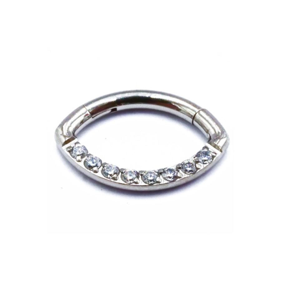 Piercing Anneau - Titane F136 Stérile - Anneau 80 en titane motif ballon de rugby strass 1,2 x 8 mm