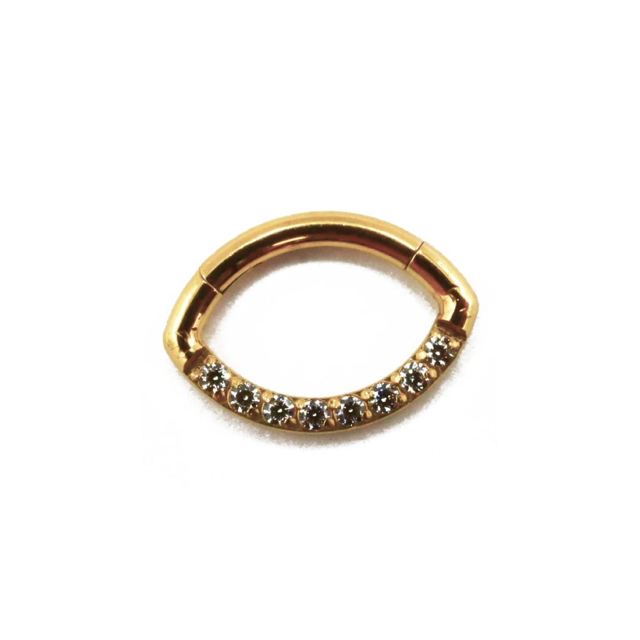 Piercing Anneau - Titane F136 Gold Stérile - Anneau 80 en titane pvd gold motif ballon de rugby strass