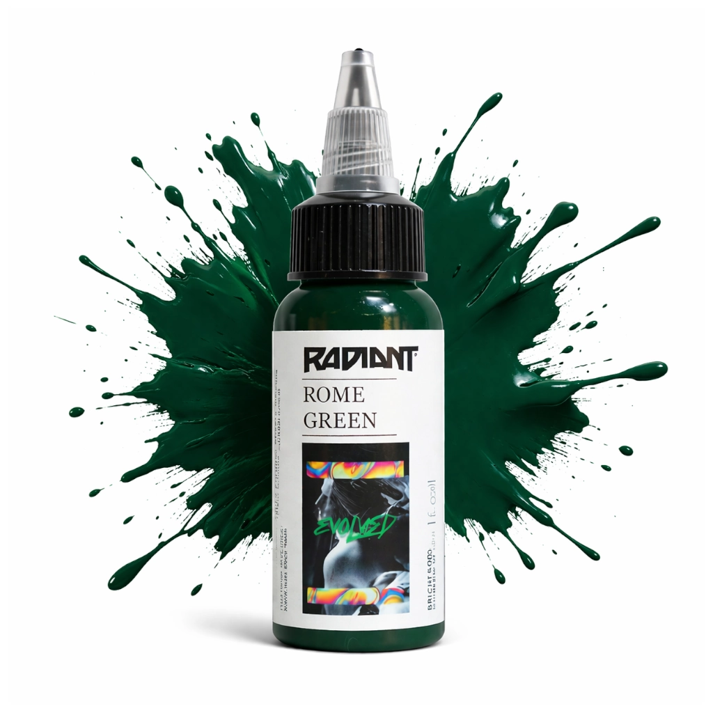 Encre Tatouage Radiant Evolved Rome Green 30ml – Pigment REACH Ultra Saturé & Végan*