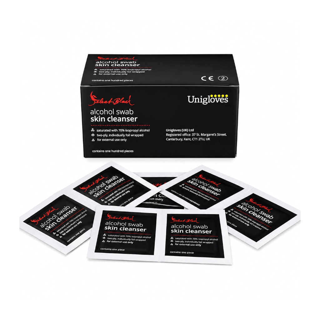 Unigloves - Boîte de 100 lingettes en sachet alcoolisé à 70% pour la désinfection tattoo et piercing*