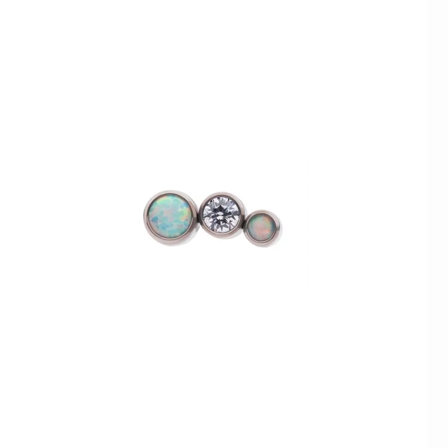 Piercing Embout - Titane F136 Gamme Invictus - Embout 21 avec pas de vis interne 0,9 mm pour piercing 1,2 mm cluster opale et strass*