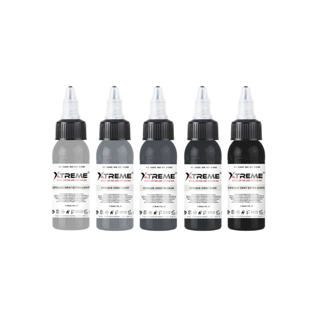 Set Encre Tattoo - Xtreme Ink Set Opaque Gray Colour - Mélange pour le tatouage encre reach 5 x 30 ml*