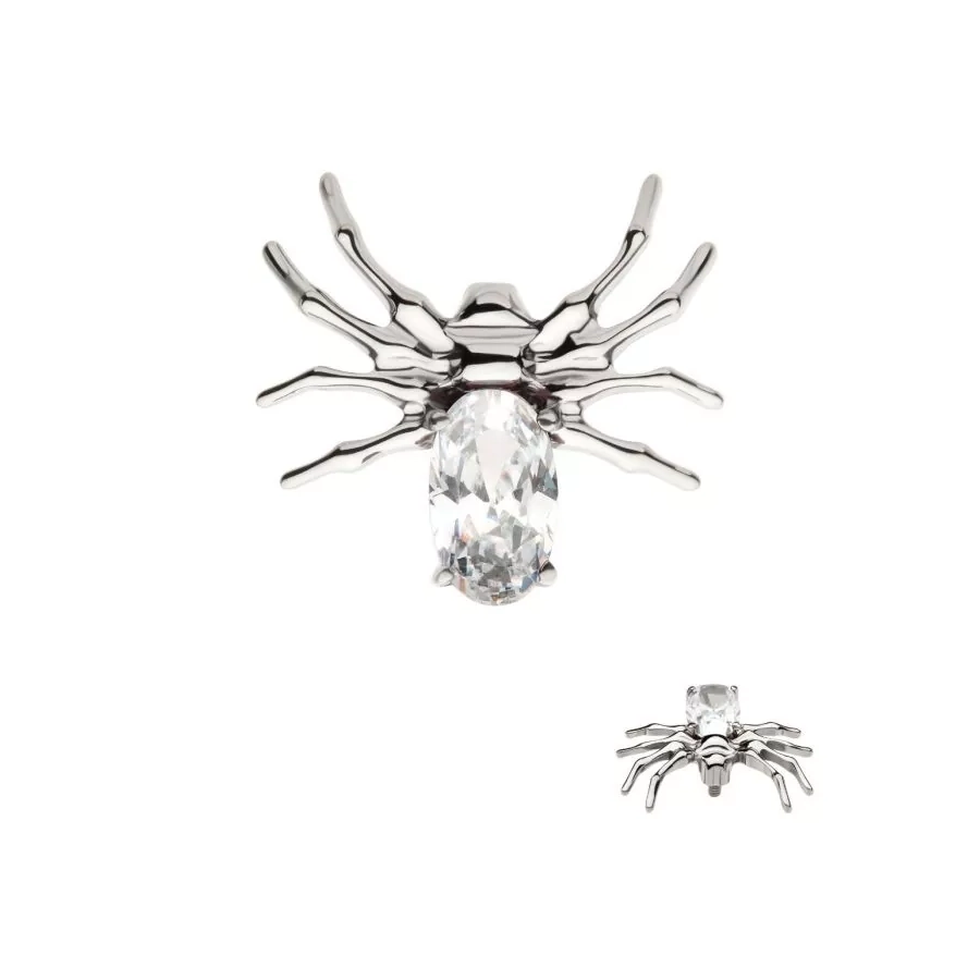 Piercing Embout - Titane F136 Gamme Invictus - Embout 14 avec pas de vis interne 0,9 mm pour piercing 1,2 mm araignée strass*