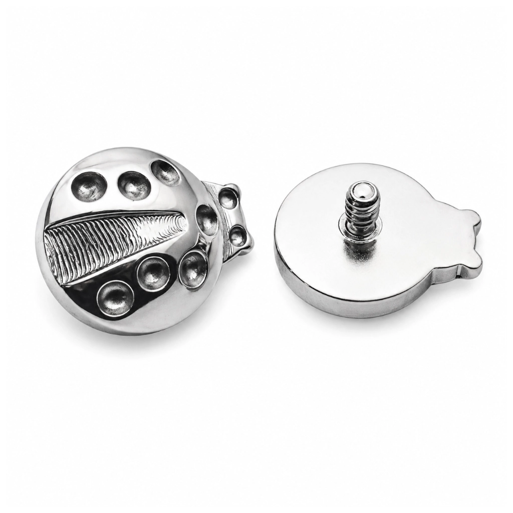 Piercing Embout Titane ASTM F136 Premium Coccinelle 6 mm – Pas de vis interne 0,9 mm pour Piercing 1,2 mm*