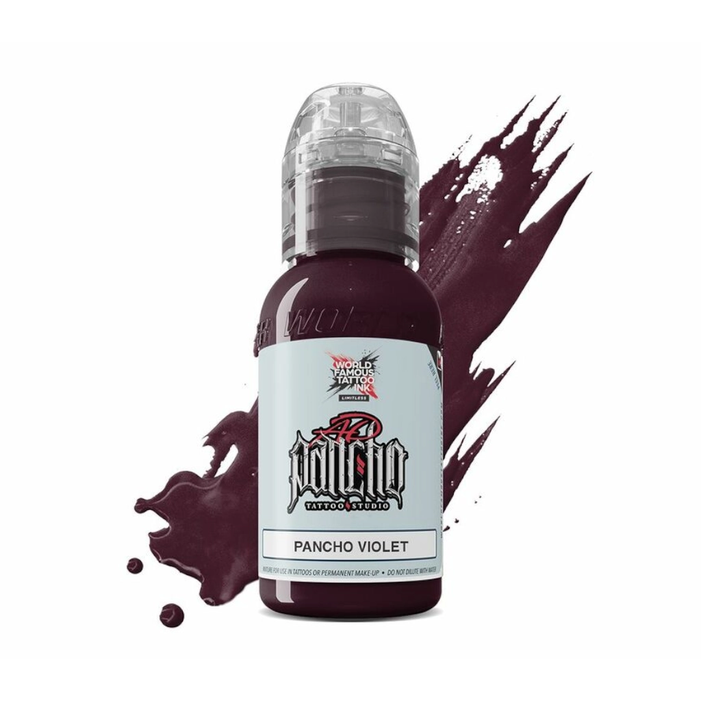 Encre de Tatouage Violette World Famous Pancho Violet – Conforme REACH – Pigment Professionnel Haute Intensité* 